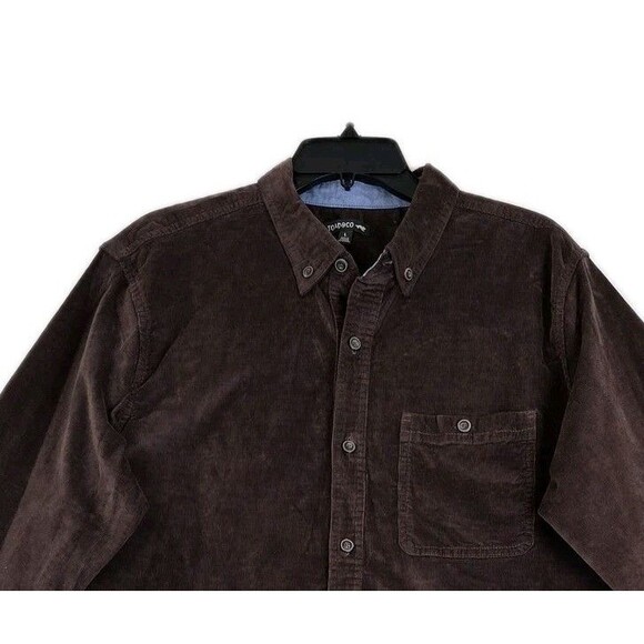 Toad&Co Shirt Mens Large Brown Cruiser Corduroy Long Sleeve Button Ridged Wales - Picture 3 of 15